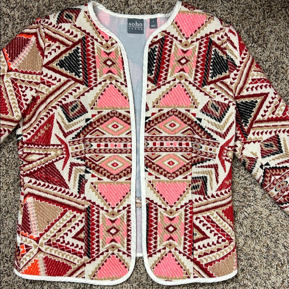 Geometric Patterned Jacket SOHO Pink, Red small N… - image 5